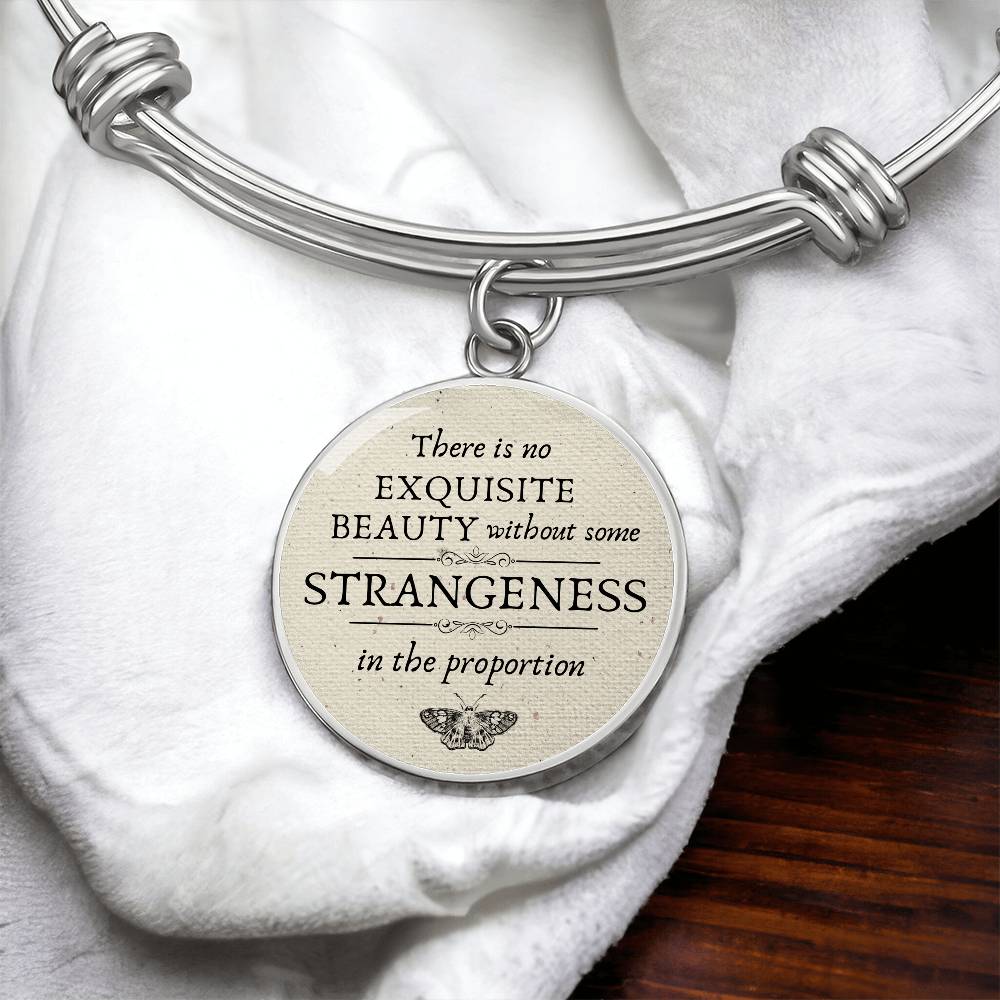 There is no Exquisite Beauty, Francis Bacon Quote, Engravable Charm Bangle