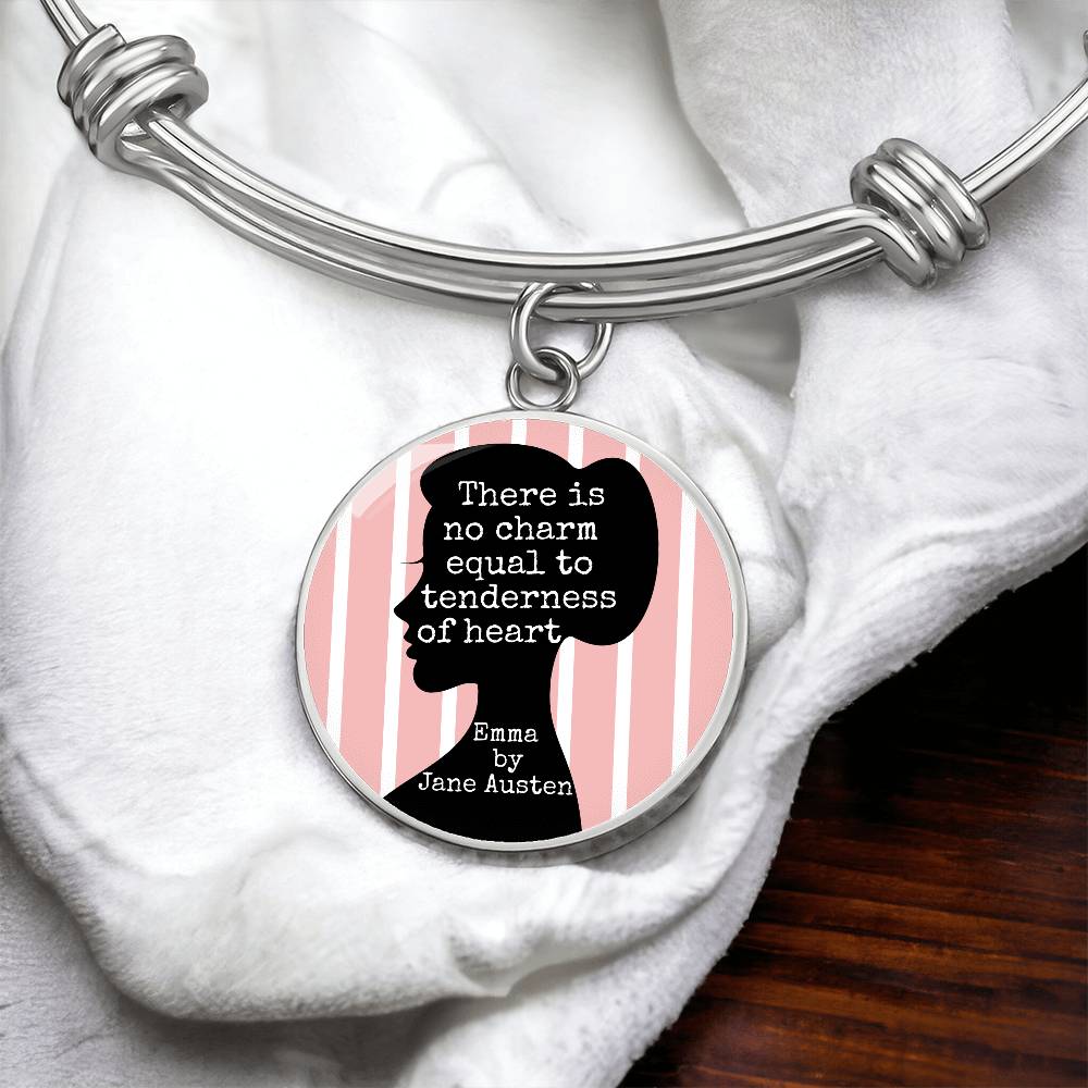 There is No Charm Equal to Tenderness of Heart, Jane Austen Quote, Engravable Charm Bangle
