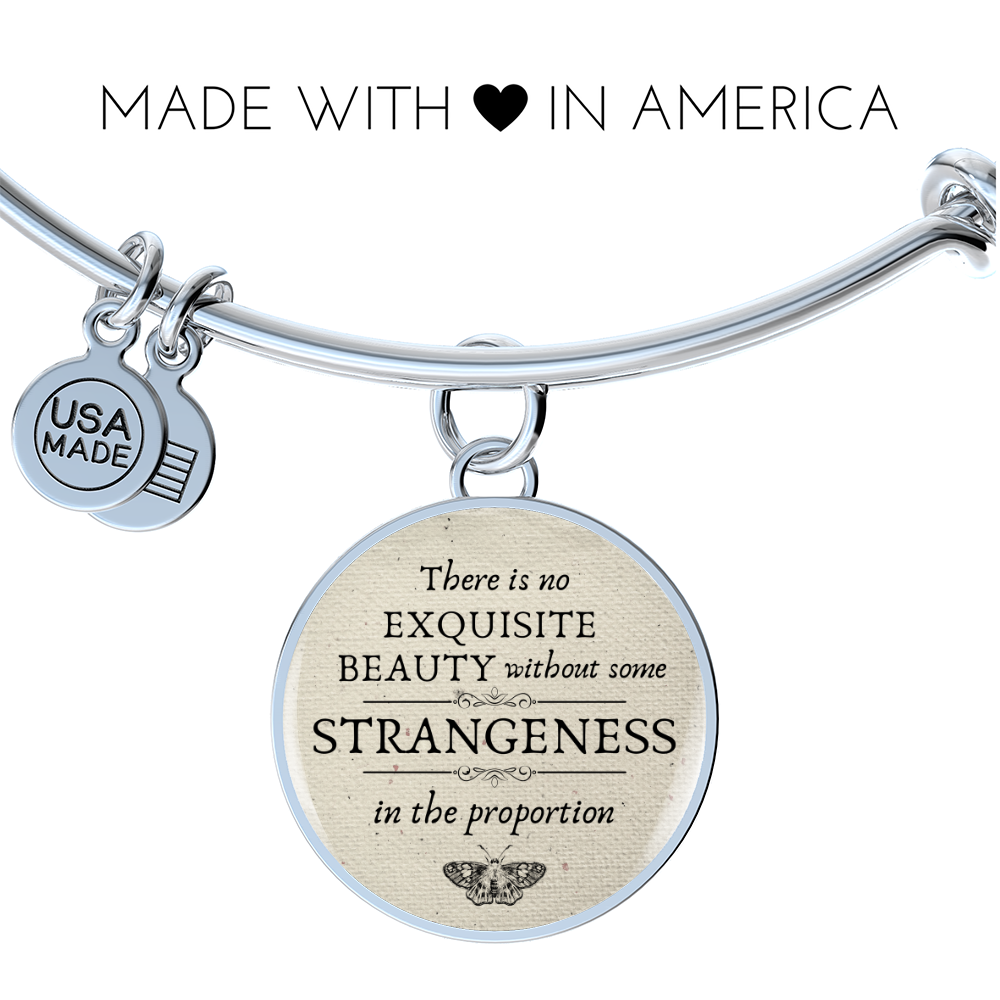 There is no Exquisite Beauty, Francis Bacon Quote, Engravable Charm Bangle
