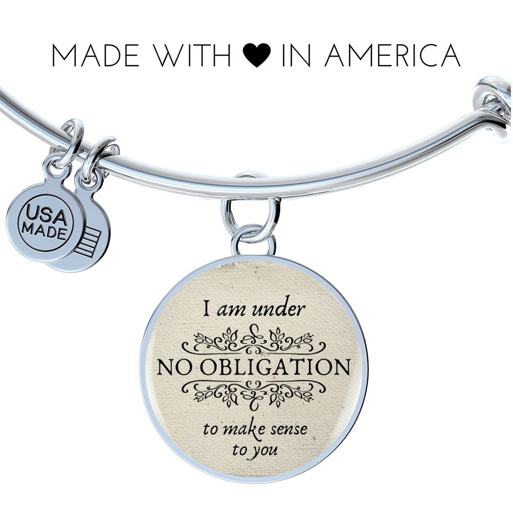I am under no obligation to make sense to you, Alice in Wonderland, Engravable Charm Bangle