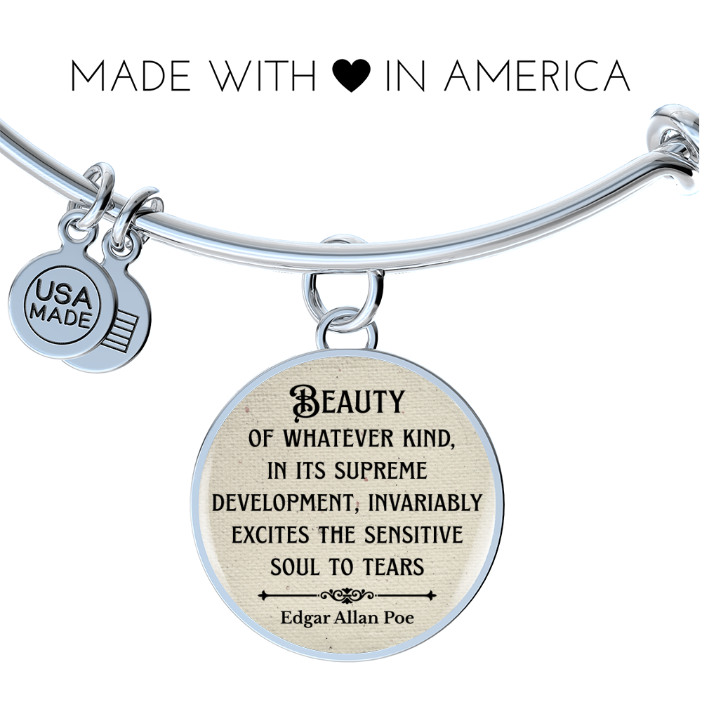 Beauty of Whatever Kind, Edgar Allan Poe Quote, Engravable Charm Bangle
