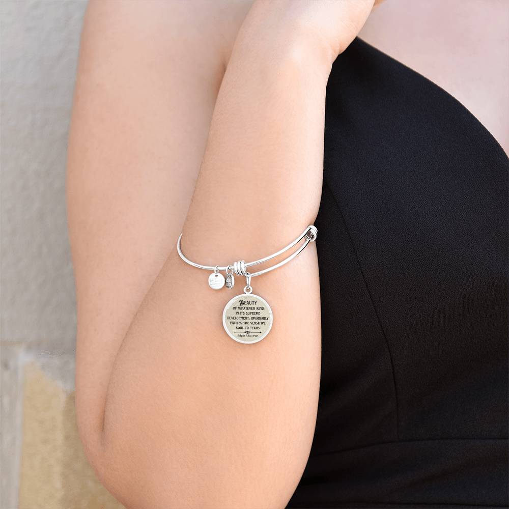 Beauty of Whatever Kind, Edgar Allan Poe Quote, Engravable Charm Bangle