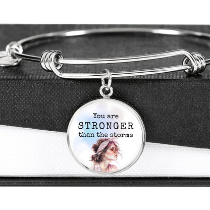 You are Stronger than the storms, Positive Affirmation Engravable Charm Bangle