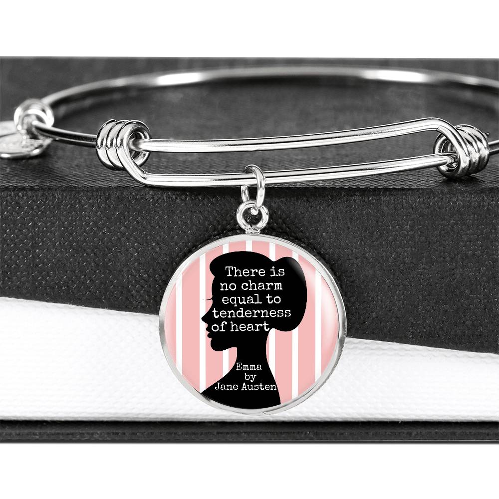 There is No Charm Equal to Tenderness of Heart, Jane Austen Quote, Engravable Charm Bangle