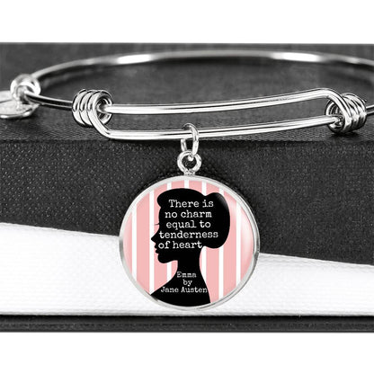 There is No Charm Equal to Tenderness of Heart, Jane Austen Quote, Engravable Charm Bangle