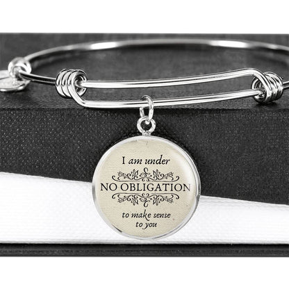 I am under no obligation to make sense to you, Alice in Wonderland, Engravable Charm Bangle