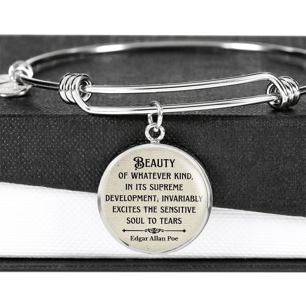 Beauty of Whatever Kind, Edgar Allan Poe Quote, Engravable Charm Bangle