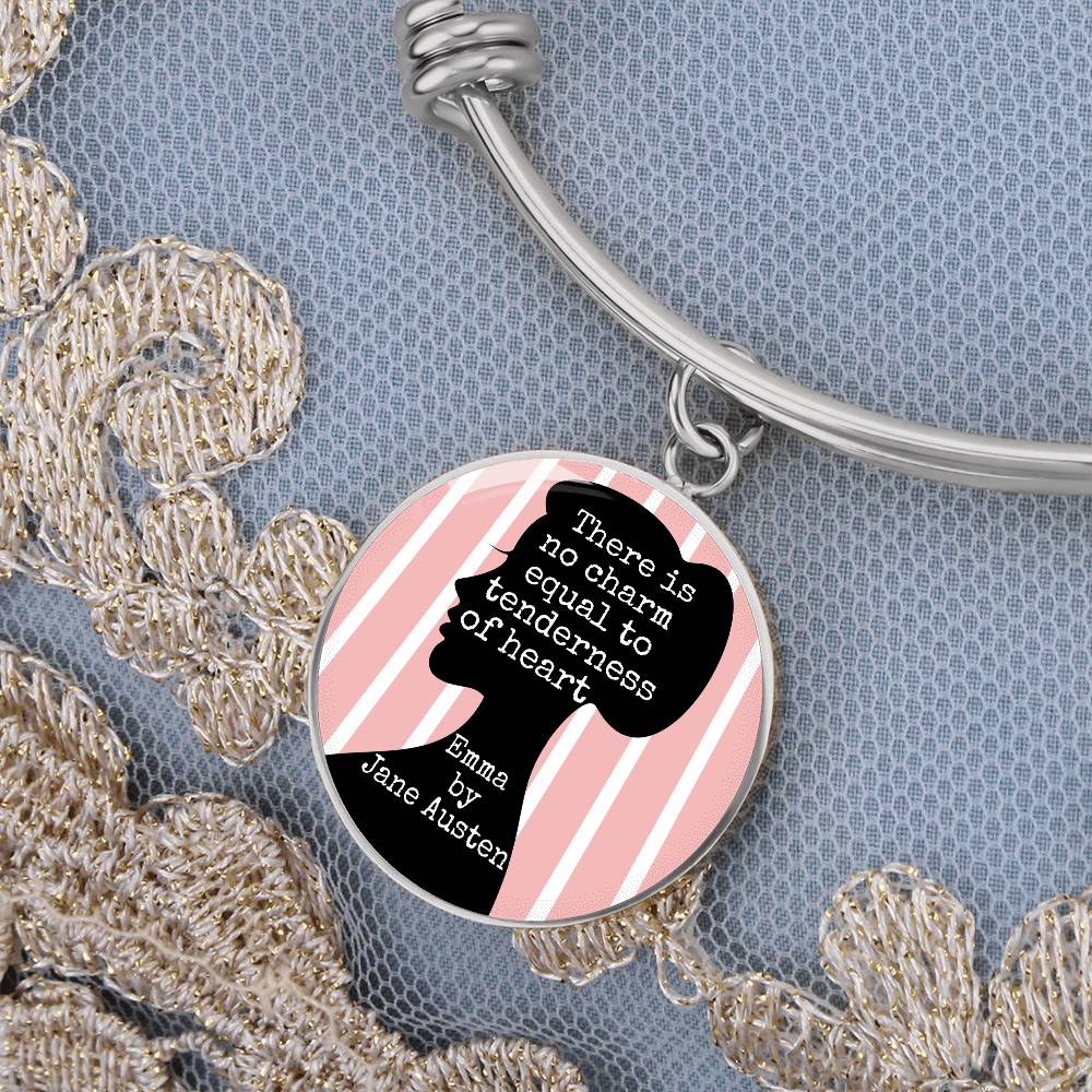 There is No Charm Equal to Tenderness of Heart, Jane Austen Quote, Engravable Charm Bangle