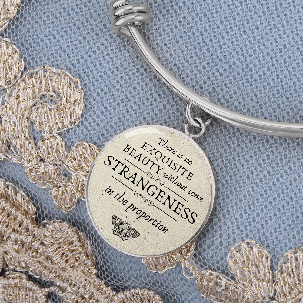 There is no Exquisite Beauty, Francis Bacon Quote, Engravable Charm Bangle