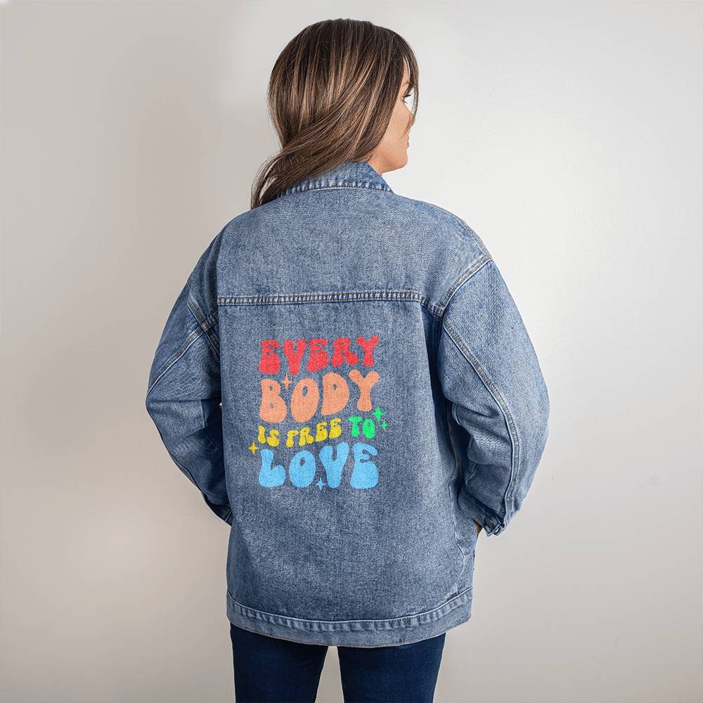 Everybody is Free to Love Retro LGBTQ Gay Pride Oversized Women Denim Missame