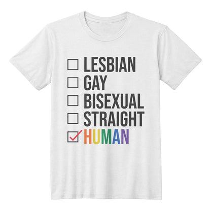 Lesbian Gay Bisexual Straight Human Checklist LGBTQ Pride Unisex T Shirt