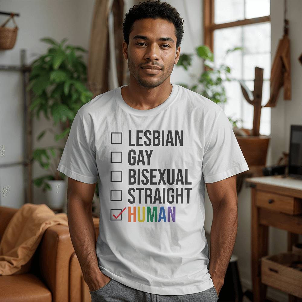 Lesbian Gay Bisexual Straight Human Checklist LGBTQ Pride Unisex T Shirt