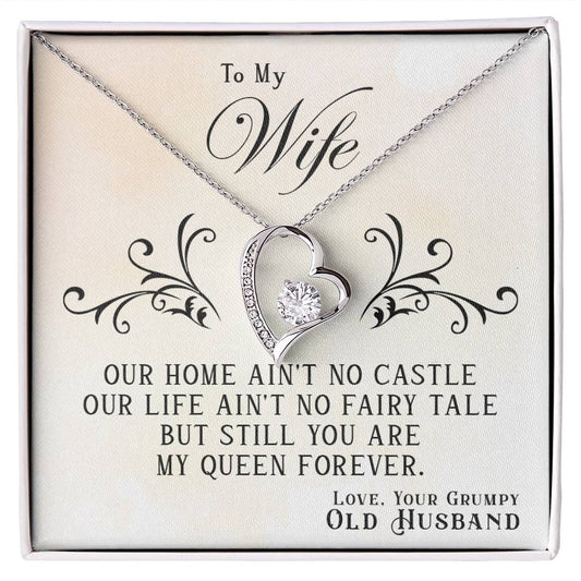 Gift For Wife, You Are My Queen Forever Love Heart Pendant Necklace