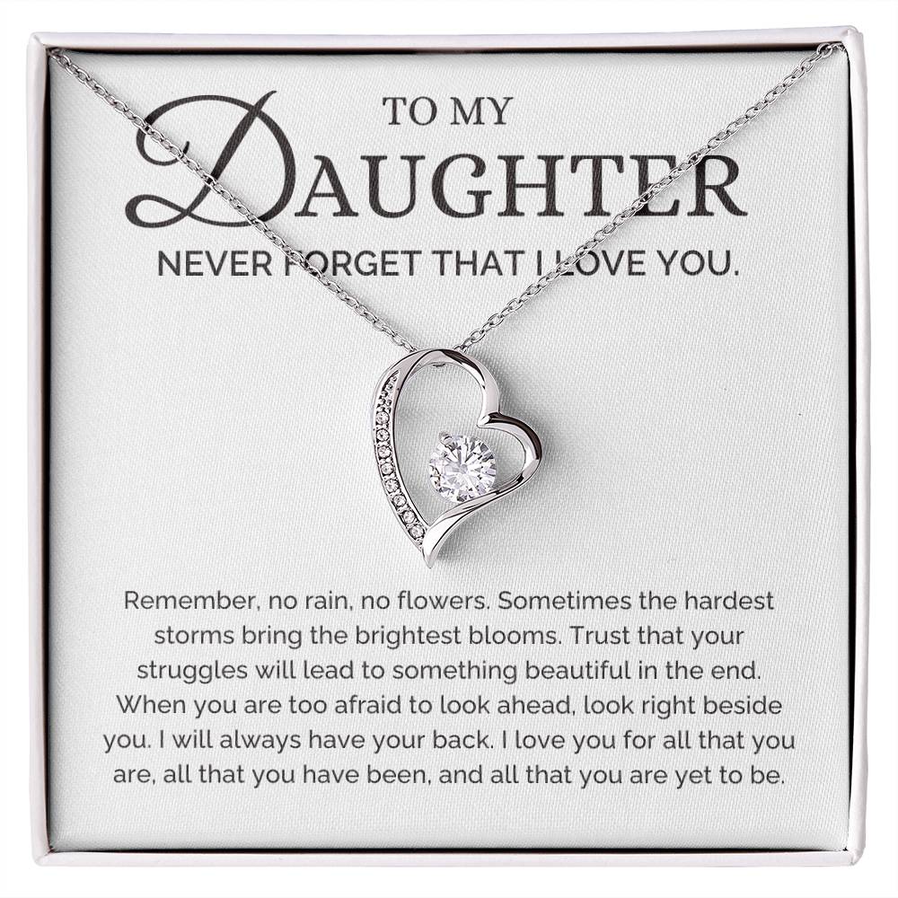 No Rain No Flowers, Dad or Mom to Daughter Gift, Forever Love Necklace