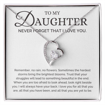 No Rain No Flowers, Dad or Mom to Daughter Gift, Forever Love Necklace