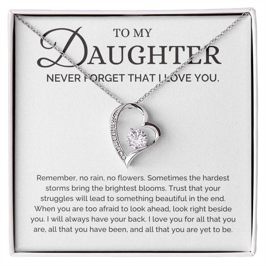 No Rain No Flowers, Dad or Mom to Daughter Gift, Forever Love Necklace