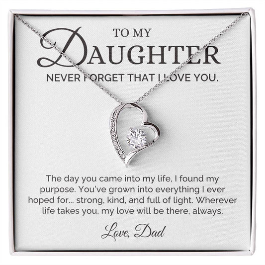 Strong, Kind, Full of Light, Dad to Daughter Gift, Forever Love Necklace