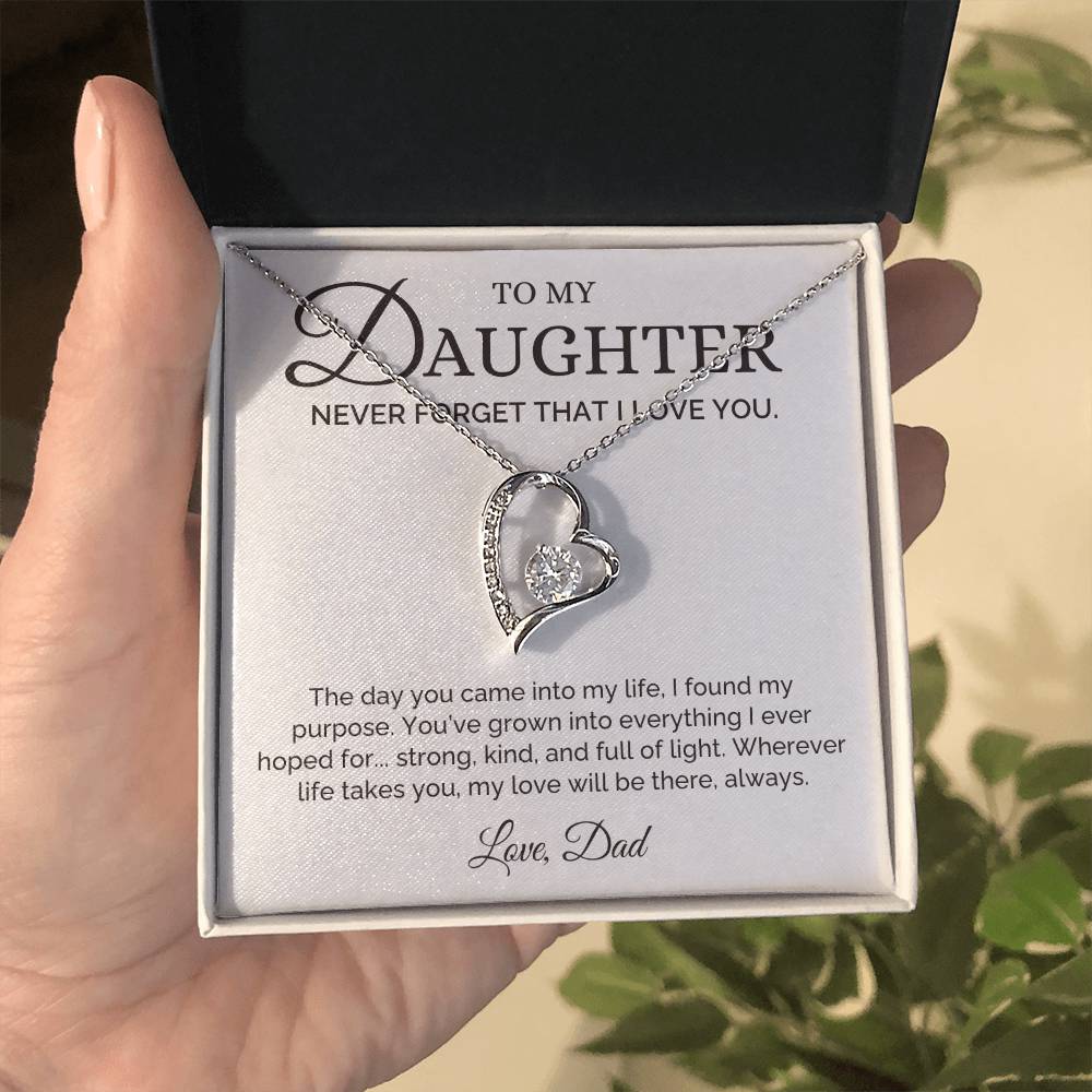 Strong, Kind, Full of Light, Dad to Daughter Gift, Forever Love Necklace