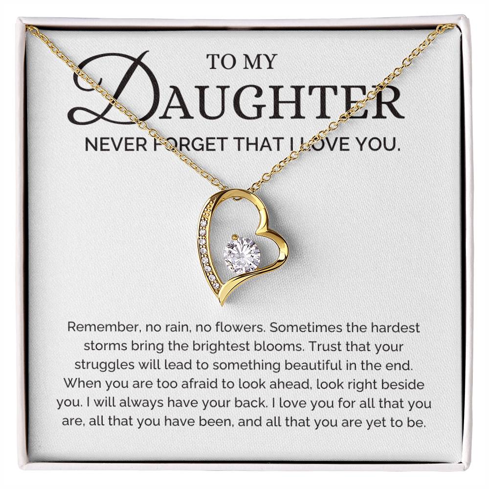 No Rain No Flowers, Dad or Mom to Daughter Gift, Forever Love Necklace