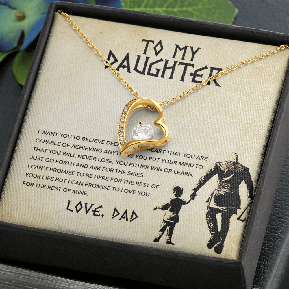 To My Daughter Gift From Dad, I Want You to Believe, Forever Love Heart Pendant Necklace