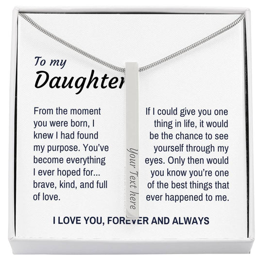 Best Things Ever, Custom Engraved Bar Necklace for Daughter from Mom or Dad