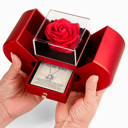 To My Wife Gift, The Right Words, Forever Love Necklace with Red Heart Rose Box