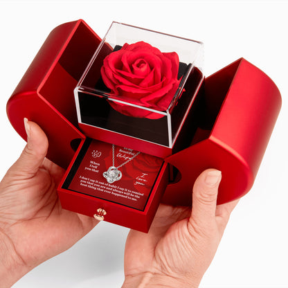 To My Wife Gift, When I Tell You That , Love Knot Necklace with Red Heart Rose Box