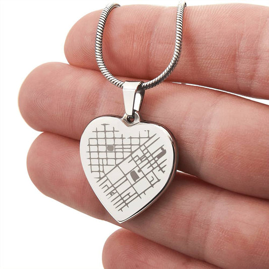 Custom Engraved Map Heart Necklace Gift For Her,  Personalized Location Pendant