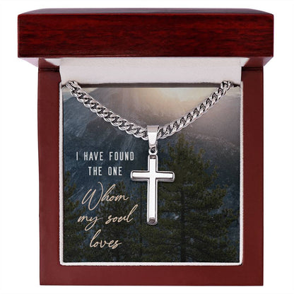 I Have Found the One Whom My Soul Loves, Men Cuban Chain Cross Necklace