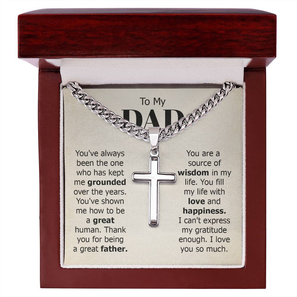 To My Dad Gift, You've Always Been The One, Cuban Chain Cross Necklace
