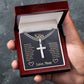 To My Son Gift, Stand Tall, Cuban Chain Cross Necklace