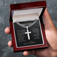 Little Brother Gift, Love Your Lord with all Your Strength, Cuban Chain Cross Necklace
