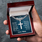 To My Son Gift, Stand Tall Even if You Fall, Cuban Chain Cross Necklace