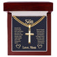 To My Son Gift, Stand Tall, Cuban Chain Cross Necklace
