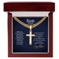 To My Son Gift on Your Graduation Day, Cuban Chain Cross Necklace
