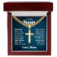To My Son Gift, Stand Tall Even if You Fall, Cuban Chain Cross Necklace