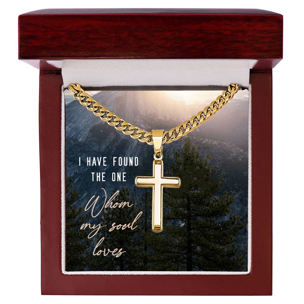 I Have Found the One Whom My Soul Loves, Men Cuban Chain Cross Necklace