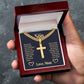 To My Son Gift, Stand Tall, Cuban Chain Cross Necklace