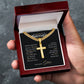 Little Brother Gift, Love Your Lord with all Your Strength, Cuban Chain Cross Necklace