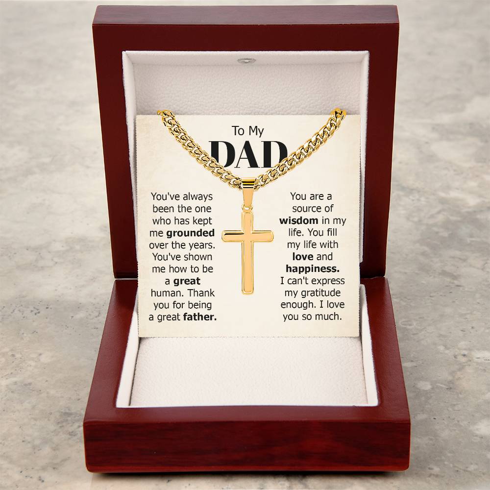 To My Dad Gift, You've Always Been The One, Cuban Chain Cross Necklace