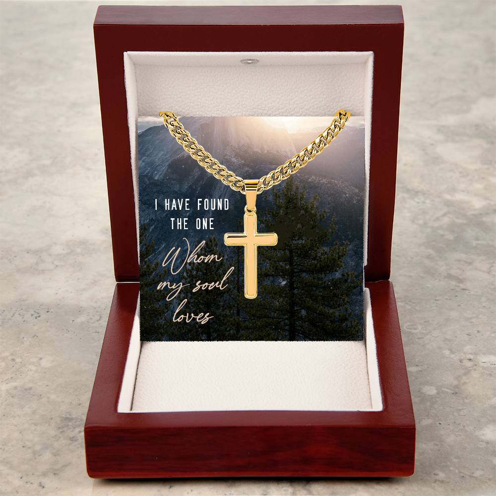 I Have Found the One Whom My Soul Loves, Men Cuban Chain Cross Necklace