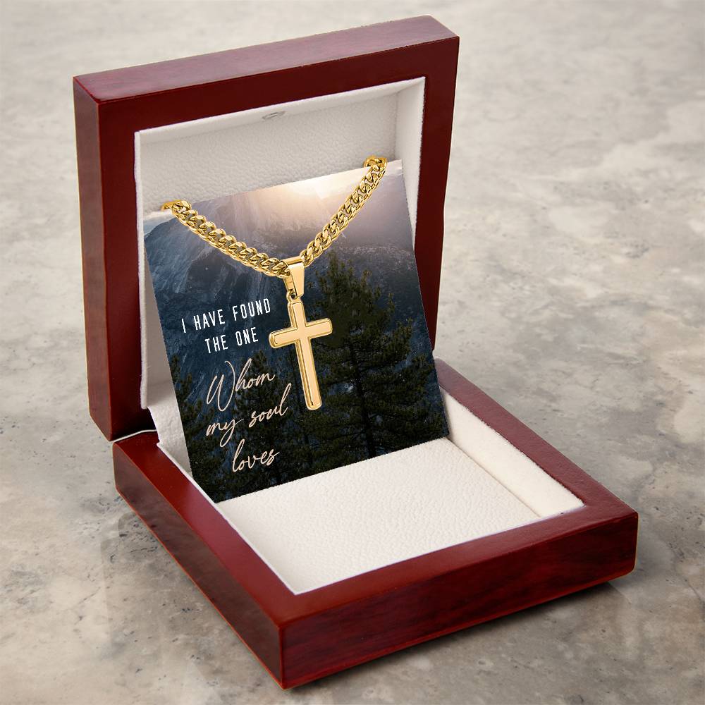 I Have Found the One Whom My Soul Loves, Men Cuban Chain Cross Necklace