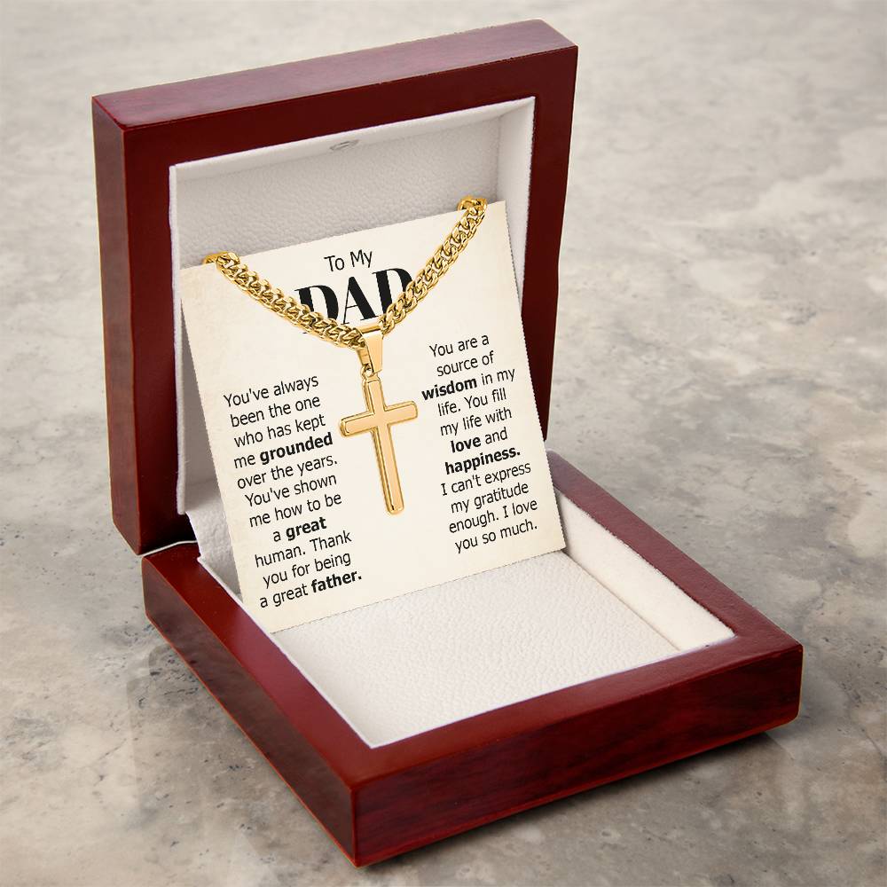 To My Dad Gift, You've Always Been The One, Cuban Chain Cross Necklace