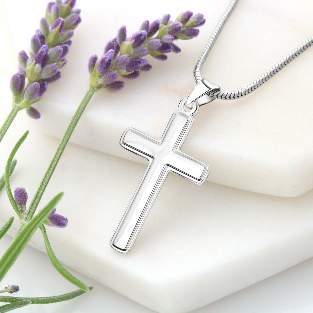 To my Amazing Daughter, Guided by God's Plan, Cross Necklace with Snake Chain