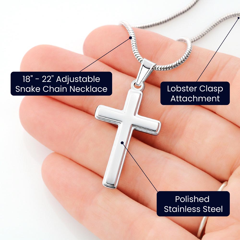 To my Amazing Daughter, Guided by God's Plan, Cross Necklace with Snake Chain