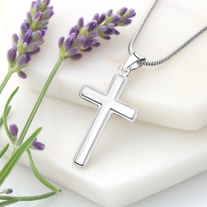 To my Amazing Daughter, Guided by God's Plan, Custom Engraved Cross Necklace with Snake Chain