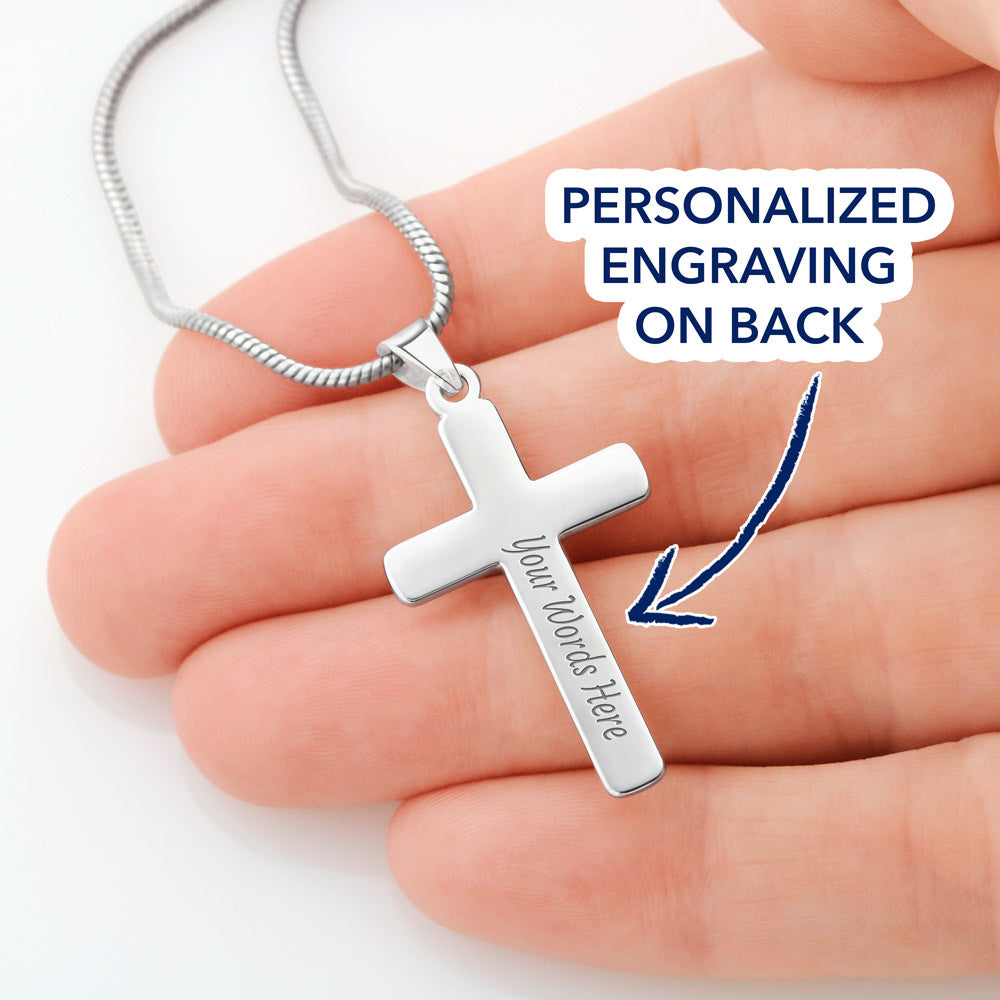 To my Amazing Daughter, Guided by God's Plan, Custom Engraved Cross Necklace with Snake Chain