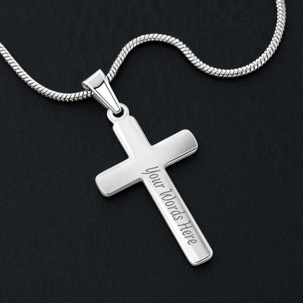 To my Amazing Daughter, Guided by God's Plan, Custom Engraved Cross Necklace with Snake Chain