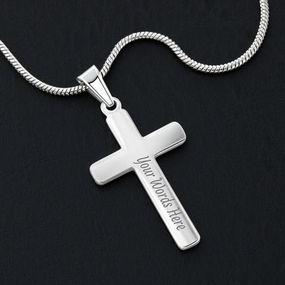 To my Amazing Daughter, Guided by God's Plan, Custom Engraved Cross Necklace with Snake Chain