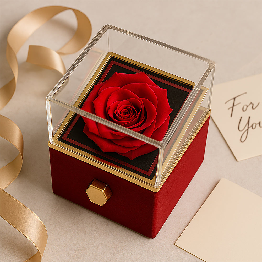 To My Daughter, Brave and Kind, Forever Love Necklace with Rotating Rose Box